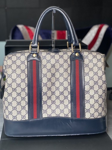 Vintage GUCCI Web Navy GG Monogram 