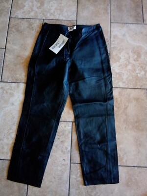 BAGATELLE Vintage Black Tapered Leg women Leather Pants Size 10 - New