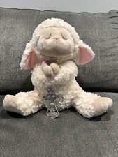 Ganz Serenity Lamb Plush Toy W Crib Cross Christening Pink Ears Praying 10"