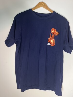 UNIQLO X JEFF KOONS ORANGE BALLOON DOG ART NAVY BLUE TEE SHIRT SIZE XL