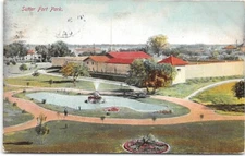 California-Sacramento-Sutter Sutter's Fort Park-Purnell-Antique Postcard