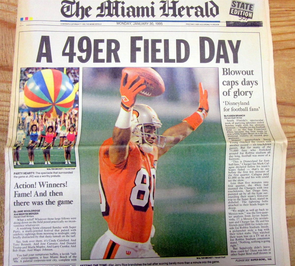 1995 newspaper SAN FRANCICO 49ers WIN SUPER BOWL XXIX NFL Football