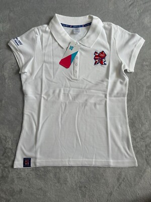 London 2012 Olympische Spiele Poloshirt weiß T-Shirt Damengröße 16 brandneu