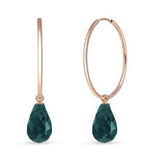 14K. SOLID GOLD HOOP EARRINGS WITH NATURAL EM...