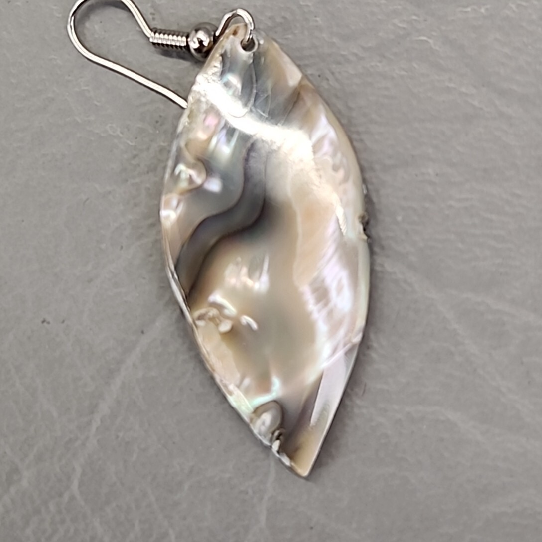 Abalone Pierced Earrings Dangle Shell Marquise Sh… - image 12