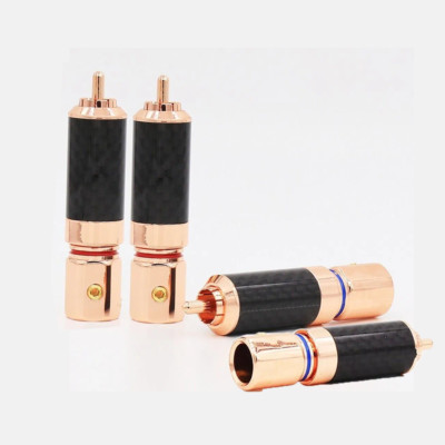 4PCS Rose Gold Plated RCA Plug Screw Locking HiFi Audio Signal Cable Terminals