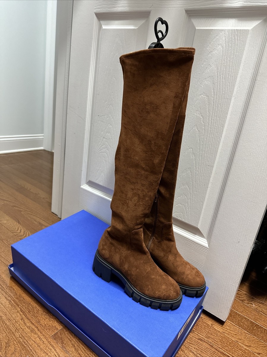 Hasley Women’s Over knee high Boots Block Heel New US Cognac