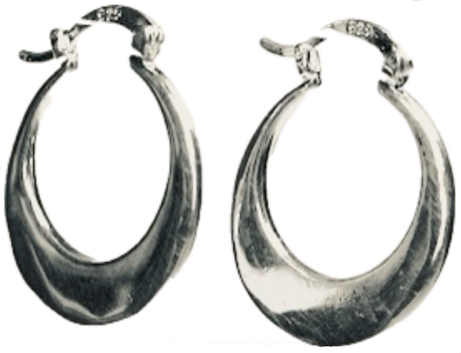 Bright Solid .925 Sterling Silver Flat Round Hoop… - image 1