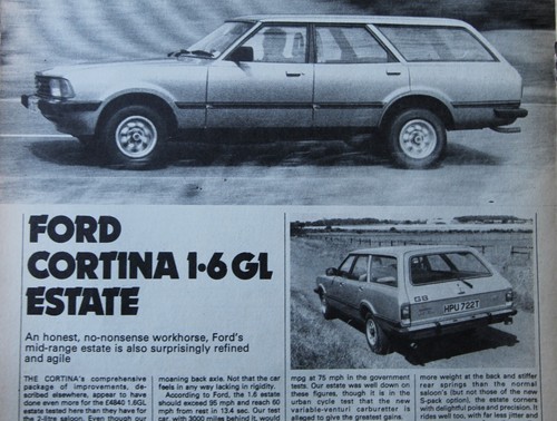 Original 1979 FORD CORTINA 1.6GL estate, 2.0GL road test saloon 38 &37/79 folded