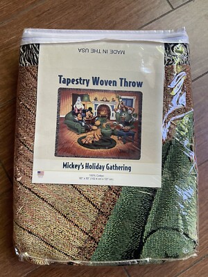Disneyland Resort MICKEY'S HOLIDAY GATHERING Tapestry Woven Throw New In Package