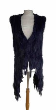 Forever Unique French Navy Rabbit-raccoon Fur Sleeveless Jacket Size M