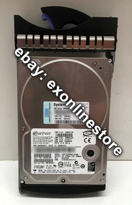 39M4558 - 500 GB dual port Hot-Swap SATA hard drive (FRU: 39M4561 