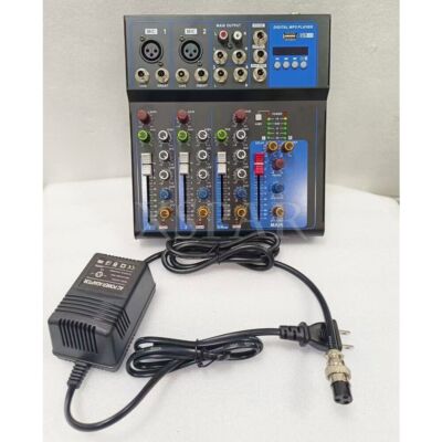 F4 4CH Audio Mixer Mixing Console w/   USB Recording 48V Power   #E1