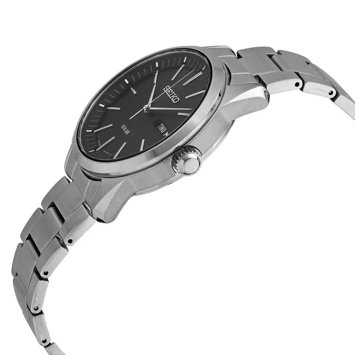 Seiko Men's Conceptual Black Dial Solar Watch SNE527P1 NEW