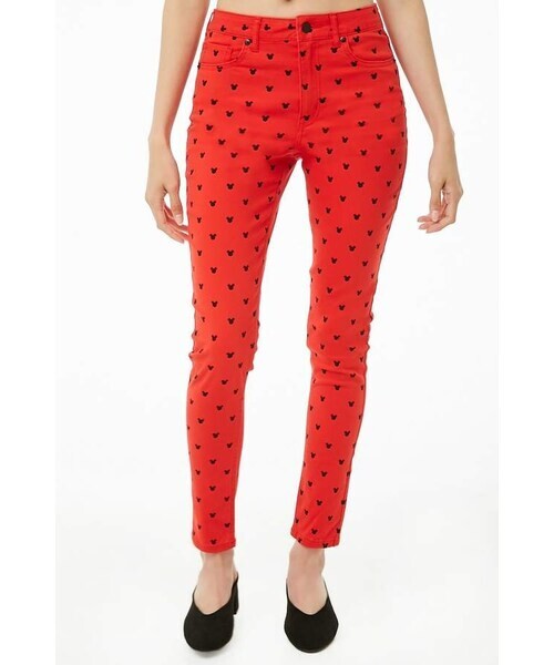 Forever 21 Mickey Mouse Print Skinny Pants, Size XS