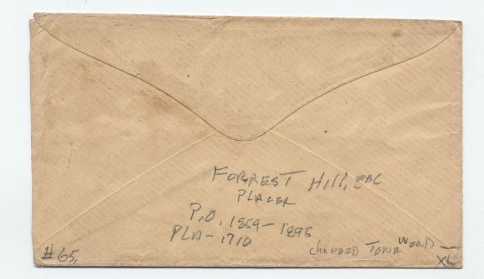 1860s Forest Hill CA CDS and fancy cancel #65 cover [6026.10] - Image 2 of 3