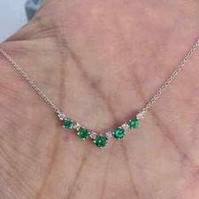 0.40Ct Round Cut Lab-Created Emerald Women's Pendant 14K White Gold Plated