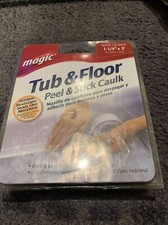 Magic Peel  Stick Caulk Tub  Floor WHITE 1-1/4" x 5' Bathtub Shower Water Seal