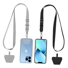 Phone Lanyard 2 Pack-2  Adjustable Neck Strap,2  Phone 21.65" Black gray