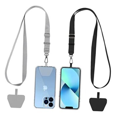 Phone Lanyard 2 Pack-2× Adjustable Neck Strap,2× Phone 21.65'' Black+gray