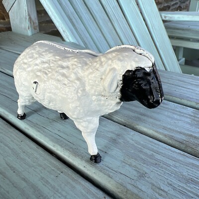 Vintage John Wright Cast Iron Sheep Penny Bank