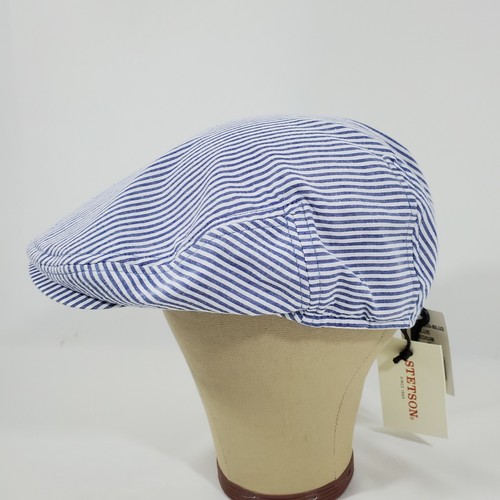 STETSON Med driving cap Hat BLUE White 