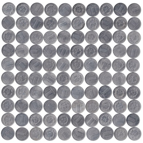 East German 1 Pfennig | 100 Coins | Hammer and Compass | KM8 | 1960 - 1990