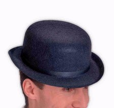 Mens Black Bowler Hat Derby Cap Wool-Like The Son of Man Costume Adult Head NEW