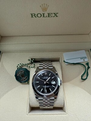 Rolex Datejust 41mm 126300 Black Smooth Jubilee NEW 2024 COMPLETE FULL SET