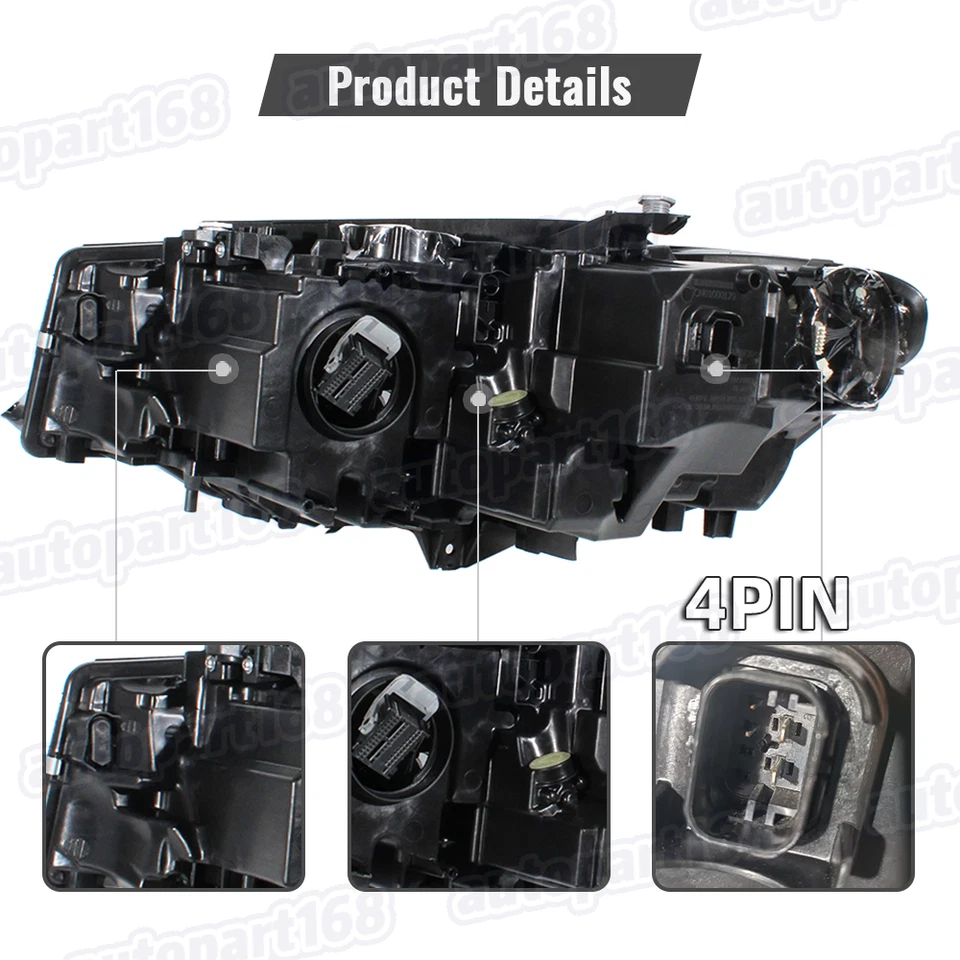 Right LED Headlight For 2019-2021 BMW 3 Series G20 G21 G28 340i 330i 4Pins W/AFS - Image 2 of 4