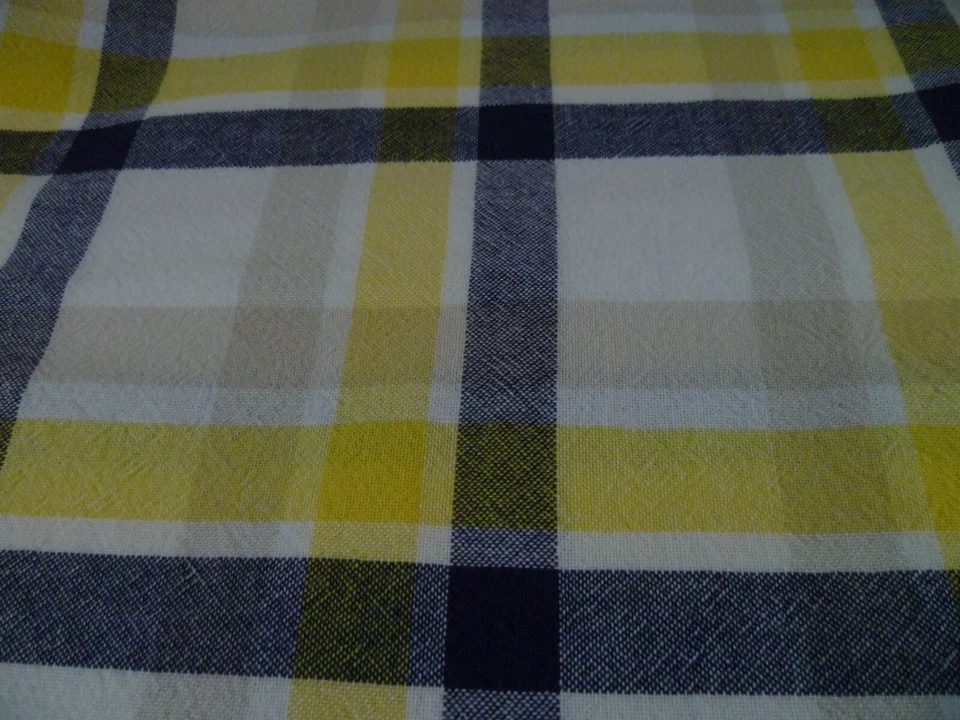 SET KATE SPADE NEW YORK Fabric Plaid Tablecloth & 8 Placemats Blue Yellow 55X108 - Image 3 of 4
