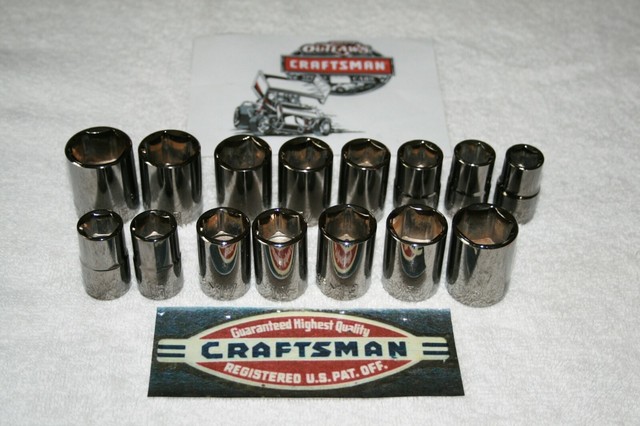 NEW 15 pc GUNMETAL CHROME CRAFTSMAN HAND TOOLS 1/2 METRIC & SAE 6 pt