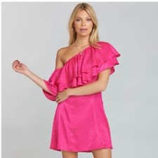Show Me your Mumu hot pink Brooke one shoulder mini dress, medium. Summer Barbie