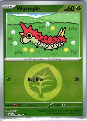 Wurmple (Energy Symbol Pattern) 011/217 Ascended Heroes Pokemon Reverse Holo NM