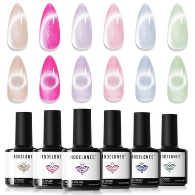 Cat Eye Gel Nail Polish Set - Esmaltes de Gel Ojos de Gato 6 Colores UV LED Kit.