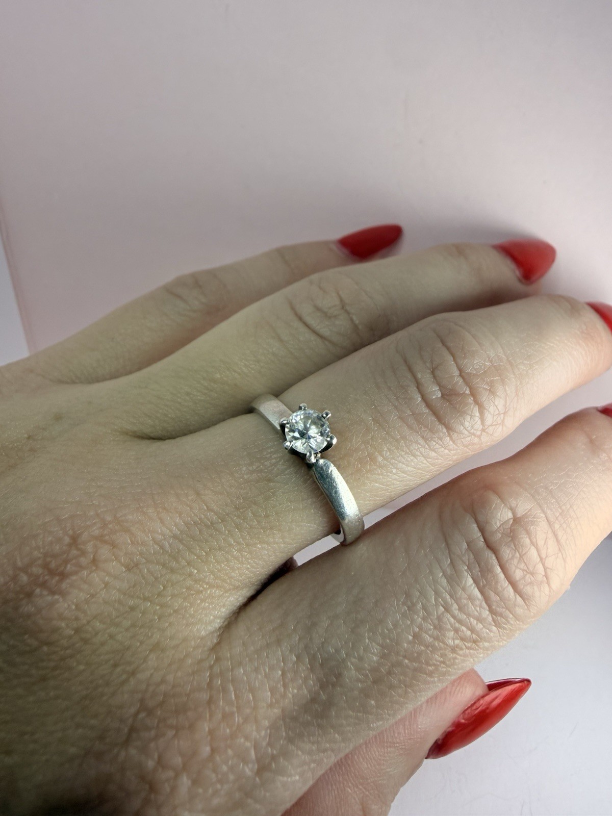 925 Sterling Silver Solitaire Ring Round Clear St… - image 3