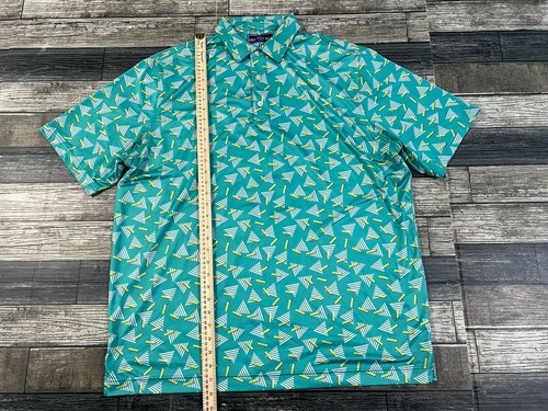 USA Palm Performance Polo Shirt Men XXL Bright Geometric Abstract AOP Green - Picture 2 of 5