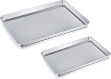 Baking Sheet Cookie Sheet Set of 2, Pure Stainless Steel Baking Pan Tray Profess