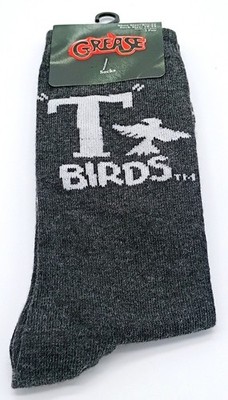 Grease T-Birds Mens Crew Socks Grey Shoe Size 6.5-12 Paramount Movie Apparel New