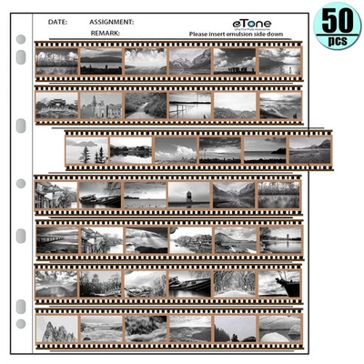 ETONE 50pcs 135 35mm Film Negative Acid-free Archival Storage Pages Preservers Sleeves