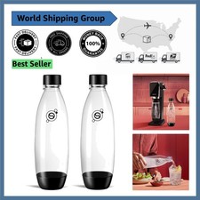 Eco-Friendly Black 1L Slim Carbonating Bottles Twin Pack - Reusable Convenience