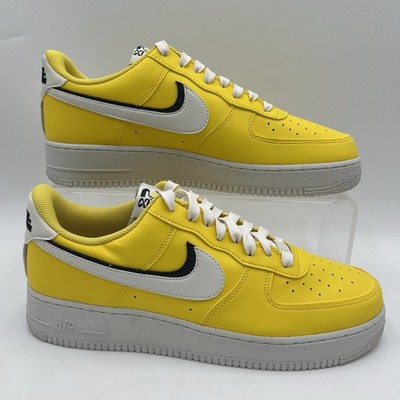 Mens Size 12.5 Nike Air Force 1 '07 LV8 Yellow White Black Sneakers DO9786 700