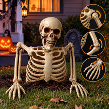 Realistic Halloween Skeleton Decoration with Movable Joints, Outdoor Yard Party