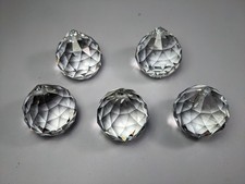 Lot de 5 Pampilles d'ancien lustre / Boules à Facettes Cristal - à suspendre Ø40