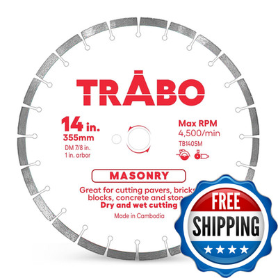 Trabo 14 Inch Masonry Segmented Rim Diamond Bond Blade For Cutting Cement