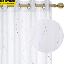Modern Semi-Sheer Voile Curtain Panels W/ Grommets Living Room Bedroom Office US