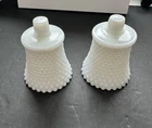 VTG White MILK Glass Hobnail Votive Peg Cup Candle Holder Set Of 2