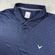 Callaway Polo Shirt Mens XL Navy Blue Opti-Dri Chevron Print Performance Golf