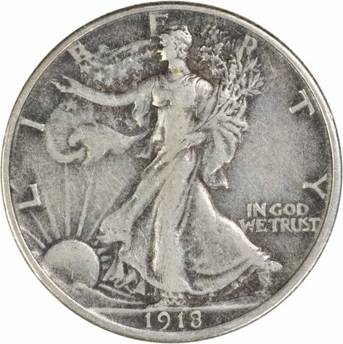 1918 Walking Liberty Silver Half Dollar VF Uncertified #327