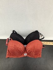 Aeropostale Underwire Push-up Bras 34C Red rust And Black Set Of 2 Lot Of 2